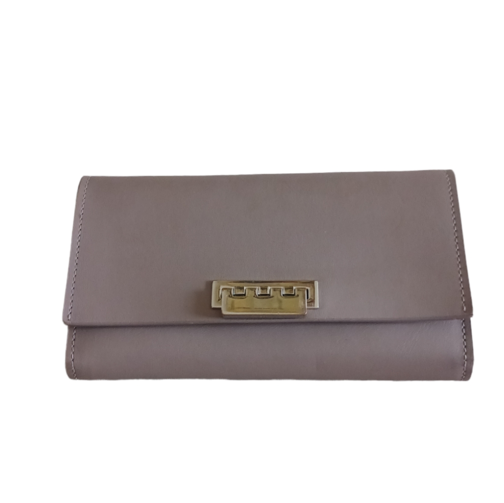 Zac Posen Eartha Taupe Leather Clutch Wallet